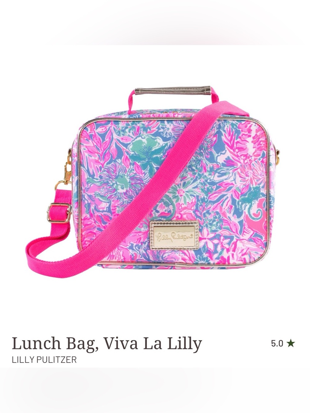 Lilly Pulitzer Viva La Lilly Insulated Lunch Box Cooler Tote Pink Blue Floral